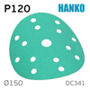 Круг шлифовальный ф150 Hanko DC341 (P120) на липучке 15 отв. ЗЕЛЕНЫЙ