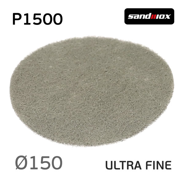 Скотч-брайт ф150 Sandwox 298 UF серый Р1500 Premium Scuff КРУГЛЫЙ (подготовка к покраске) ultra fine фото №2