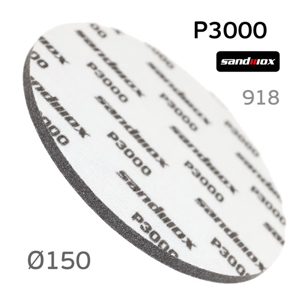 Круг шлиф. на поролоне ф150 Sandwox Р3000 липучка 918 Superfine Foam фото №3