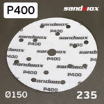 Круг шлифовальный ф150 Sandwox 235  (Р400) Grey Zirconia (15отв.) СЕРЫЙ на липучке фото №1