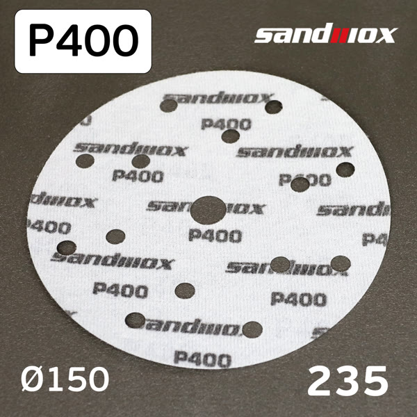 Круг шлифовальный ф150 Sandwox 235  (Р400) Grey Zirconia (15отв.) СЕРЫЙ на липучке фото №1