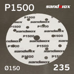 Круг шлифовальный ф150 Sandwox 235 (Р1500) Grey Zirconia (15отв.) СЕРЫЙ на липучке фото №1
