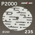 Круг шлифовальный ф150 Sandwox 235 (Р2000) Grey Zirconia (15отв.) СЕРЫЙ на липучке фото №1