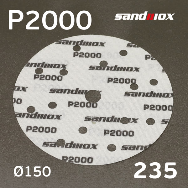 Круг шлифовальный ф150 Sandwox 235 (Р2000) Grey Zirconia (15отв.) СЕРЫЙ на липучке фото №1