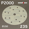 Круг шлифовальный ф150 Sandwox 235 (Р2000) Grey Zirconia (15отв.) СЕРЫЙ на липучке