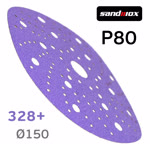 Круг шлифовальный ф150 Sandwox 328+ ( Р80) Purple Ceramic (multiholes) фиолетовый на липучке фото №1