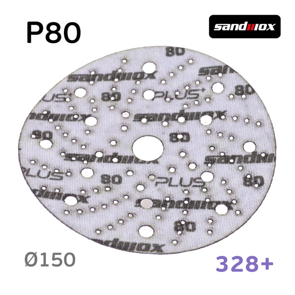 Круг шлифовальный ф150 Sandwox 328+ ( Р80) Purple Ceramic (multiholes) фиолетовый на липучке фото №2