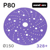 Круг шлифовальный ф150 Sandwox 328+ ( Р80) Purple Ceramic (multiholes) фиолетовый на липучке