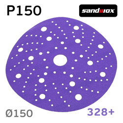 Круг шлифовальный ф150 Sandwox 328+ (Р150) Purple Ceramic (multiholes) фиолетовый на липучке