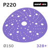 Круг шлифовальный ф150 Sandwox 328+ (Р220) Purple Ceramic (multiholes) фиолетовый на липучке