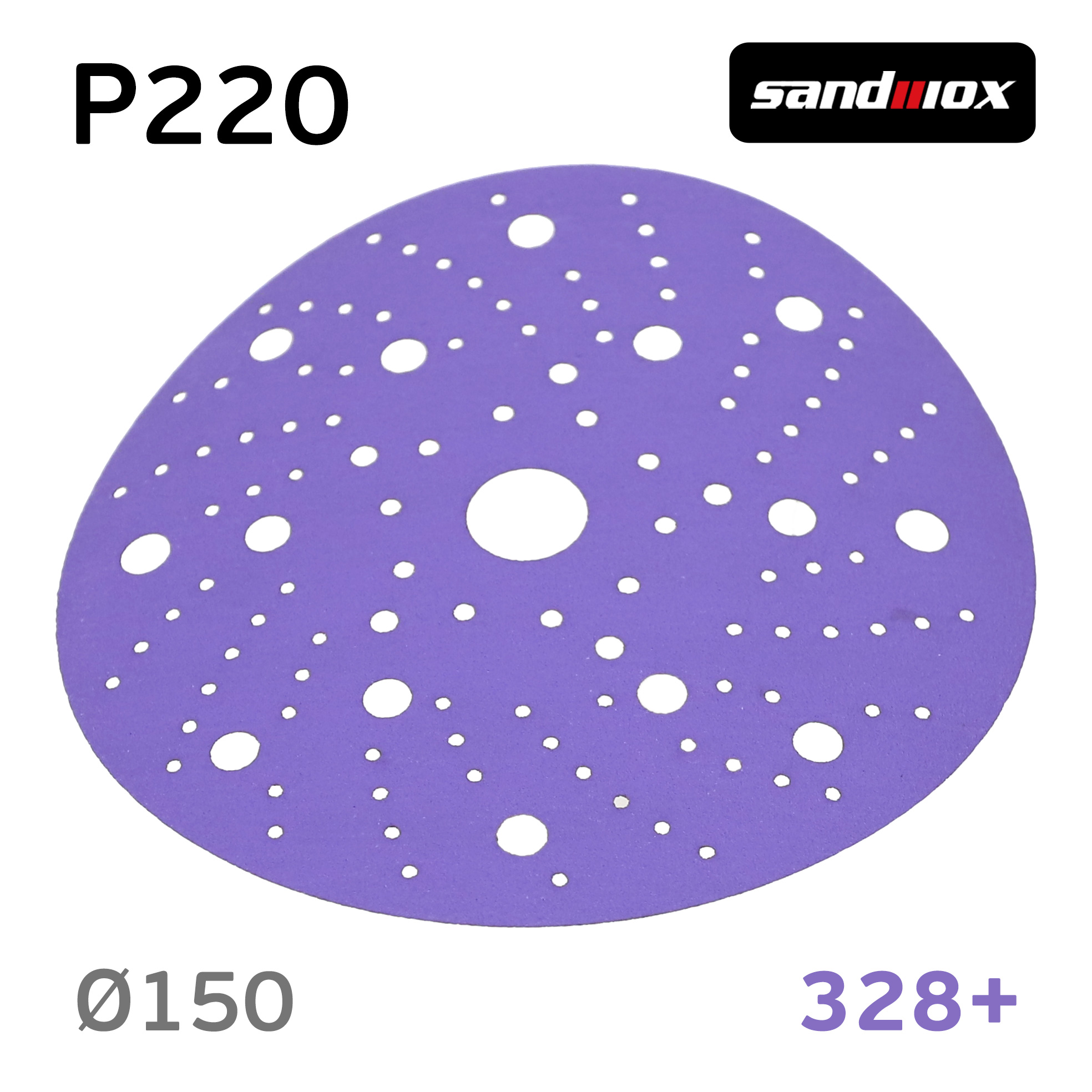 Круг шлифовальный ф150 Sandwox 328+ (Р220) Purple Zirconia (multiholes .