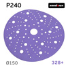 Круг шлифовальный ф150 Sandwox 328+ (Р240) Purple Ceramic (multiholes) фиолетовый на липучке