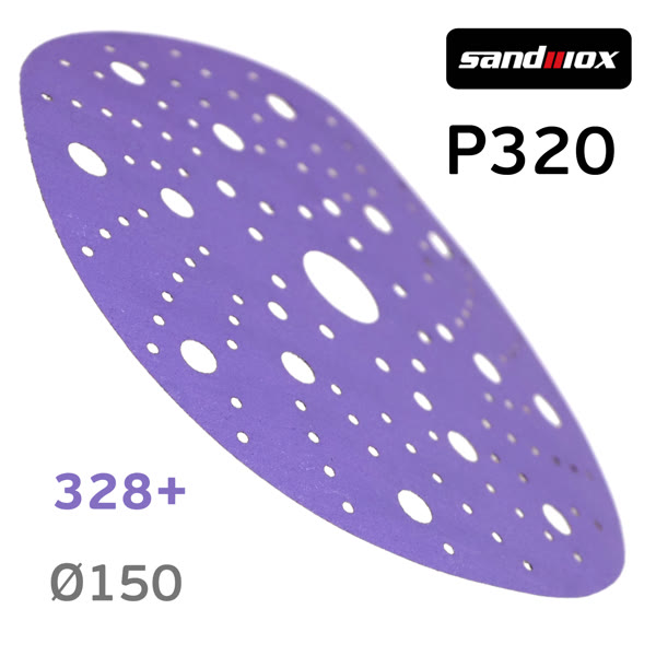 Круг шлифовальный ф150 Sandwox 328+ (Р320) Purple Ceramic (multiholes) фиолетовый на липучке фото №1