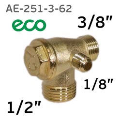 Клапан обратный M1/2" - M3/8" - M1/8" ECO AE-251 для компрессора