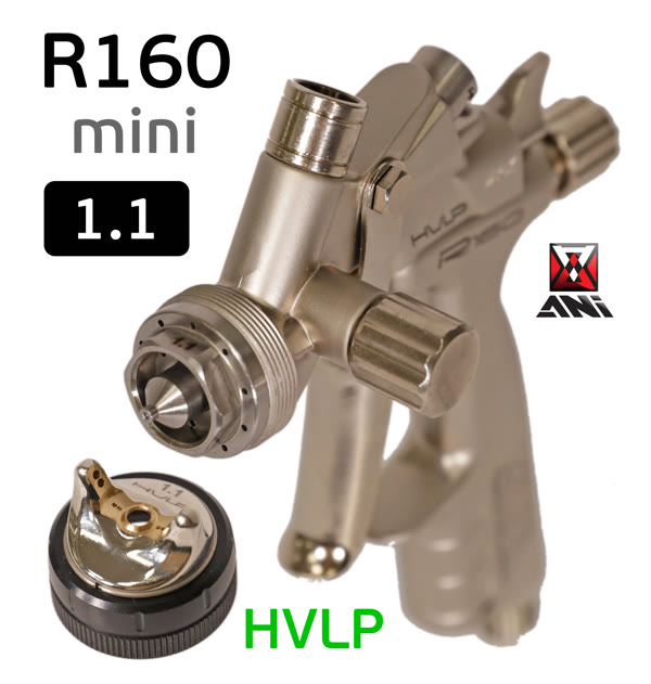 Краскопульт мини ANI R 160 Mini HVLP (1.1мм) с верхним бачком 250мл (180л/мин; 2.6бар) фото №2