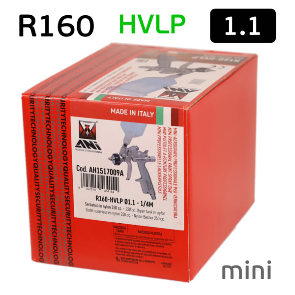 Краскопульт мини ANI R 160 Mini HVLP (1.1мм) с верхним бачком 250мл (180л/мин; 2.6бар) фото №5