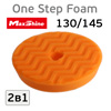 Круг полир. липучка бигфут MaxShine 145/130 оранжевый/белый (2в1) One-Step с отверстием