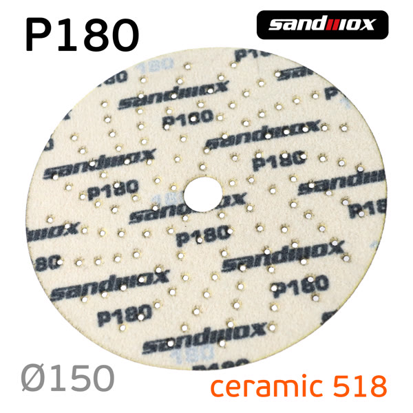 Круг шлифовальный ф150 Sandwox 518 (Р180) Orange Ceramic (multiholes) оранжевый фото №1