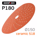 Круг шлифовальный ф150 Sandwox 518 (Р180) Orange Ceramic (multiholes) оранжевый фото №2