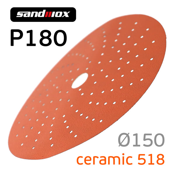 Круг шлифовальный ф150 Sandwox 518 (Р180) Orange Ceramic (multiholes) оранжевый фото №2