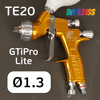 Краскопульт DeVilbiss GTiPro LITE TE20 (1,3мм) ЖЕЛТЫЙ для лака (360л/мин)