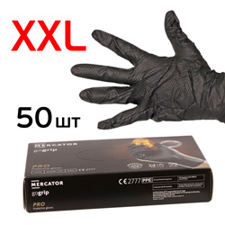 Перчатки нитриловые Mercator (р.XXL; 50шт; черные) GOGRIP BLACK