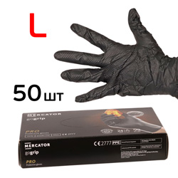 Перчатки нитриловые Mercator (р.L; 50шт; черные) GOGRIP BLACK