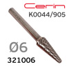 Бор-фреза ф6,0мм CERIN 321006 сфероконическая K0044/905 твердосплавная для фрезеровки