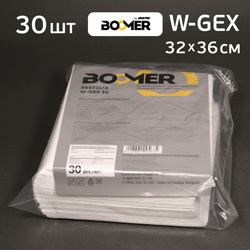 Салфетки протирочные в пачке (30шт) Boomer W-GEX (32x36см) белые нетканые для обезжиривания