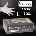 Перчатки латексные Benovy р.L (100шт) одноразовые смотровые фото №2