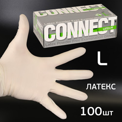 Перчатки латексные Connect р.L (100шт)