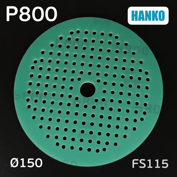 Круг шлиф. на поролоне ф150 Hanko FS115  (Р800; 181отв.; зеленый) Film Sponge MultiAir липучка фото №3
