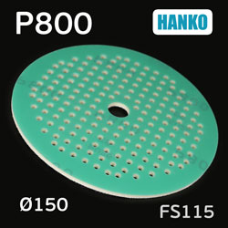 Круг шлиф. на поролоне ф150 Hanko FS115  (Р800; 181отв.; зеленый) Film Sponge MultiAir липучка