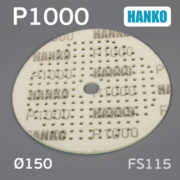 Круг шлиф. на поролоне ф150 Hanko FS115 (Р1000; 181отв; зеленый) Film Sponge MultiAir липучка фото №1