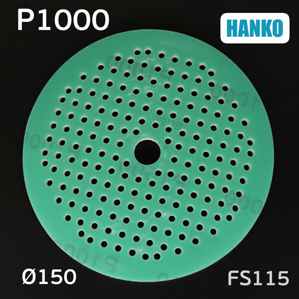 Круг шлиф. на поролоне ф150 Hanko FS115 (Р1000; 181отв; зеленый) Film Sponge MultiAir липучка фото №3