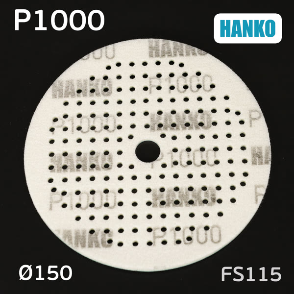 Круг шлиф. на поролоне ф150 Hanko FS115 (Р1000; 181отв; зеленый) Film Sponge MultiAir липучка фото №4