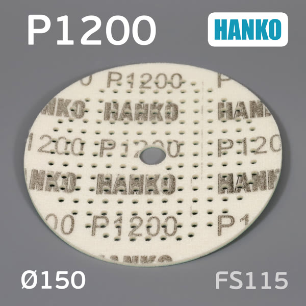 Круг шлиф. на поролоне ф150 Hanko FS115 (Р1200; 181отв; зеленый) Film Sponge MultiAir липучка фото №1