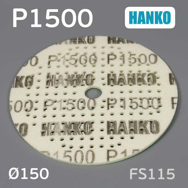 Круг шлиф. на поролоне ф150 Hanko FS115 (Р1500; 181отв; зеленый) Film Sponge MultiAir липучка фото №1