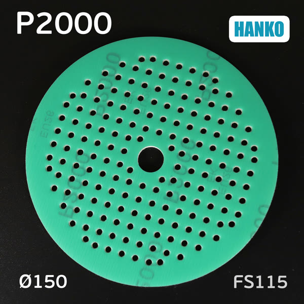 Круг шлиф. на поролоне ф150 Hanko FS115 (Р2000; 181отв; зеленый) Film Sponge MultiAir липучка фото №3