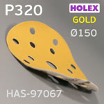 Круг шлифовальный ф150 Holex Gold (P320; 15отв.) липучка на бумажной основе фото №2