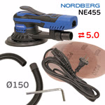 Электро шлифмашинка D150 Nordberg NE455 (5мм) бесщеточная, съемный кабель, тормоз подошвы фото №4
