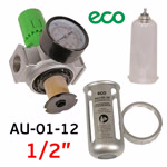 Фильтр/редуктор (1/2") ECO AU-01-12 воздушный (влагоотделитель + регулятор давления + манометр) фото №2