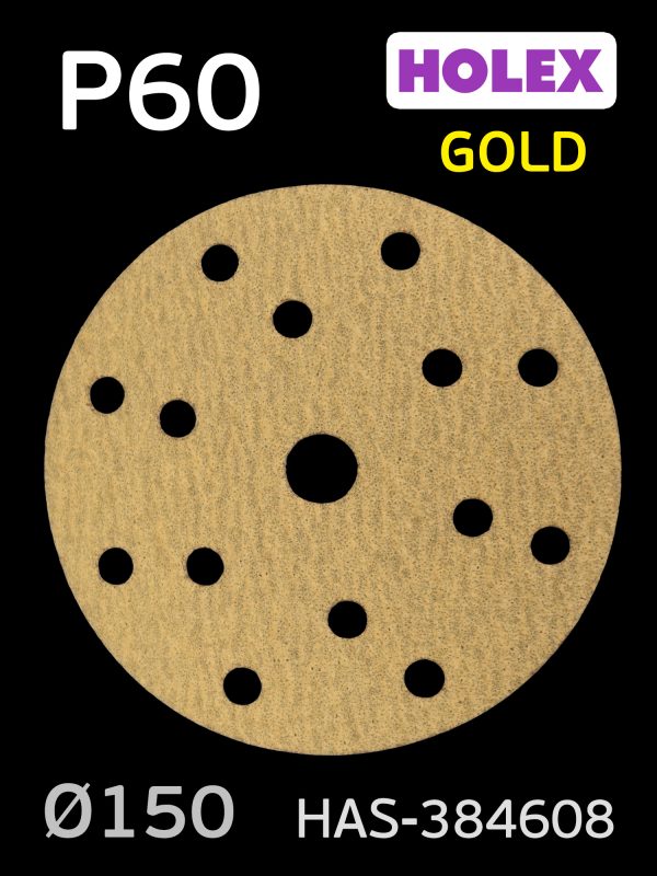Круг шлифовальный ф150 Holex Gold  (P60; 15отв.) липучка на бумажной основе