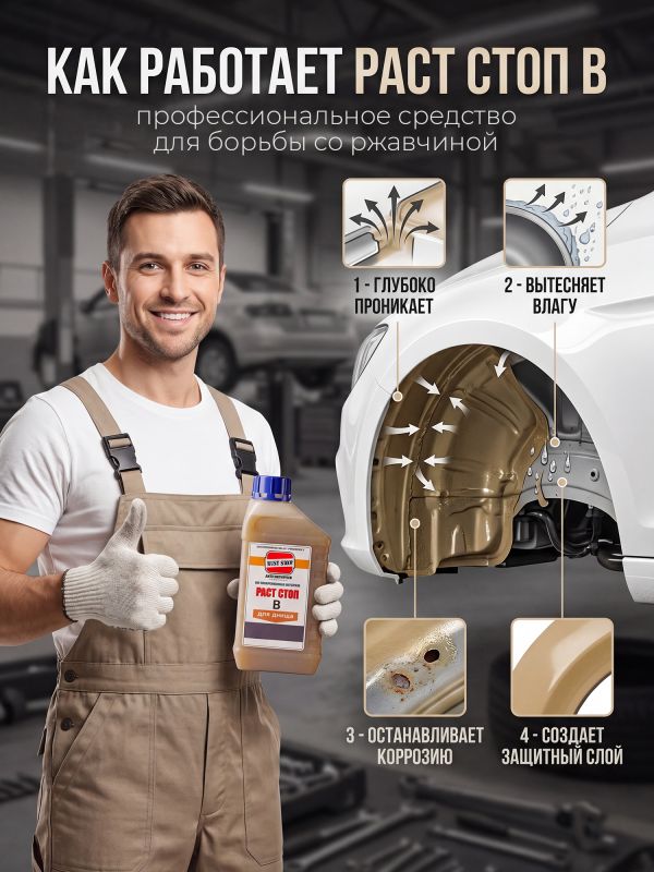 Состав RustStop B (2х1л) для днища РАСТОП бежевый (канистра 2шт) фото №4