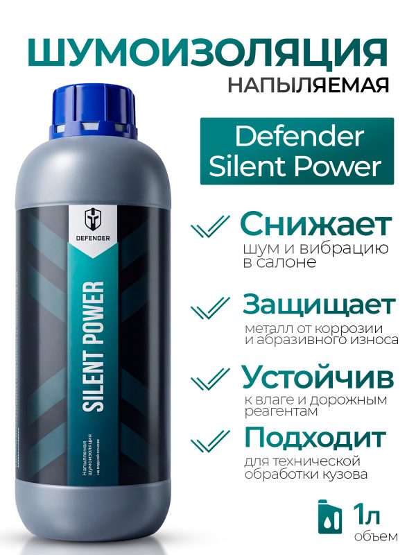 Шумоизоляция напыляемая Defender Silent Power (1л) Евробаллон на водной основе